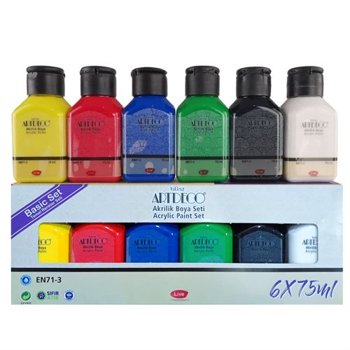 ARTDECO AKRİLİK BOYA 6X75ML SET - CANLI RENKLER