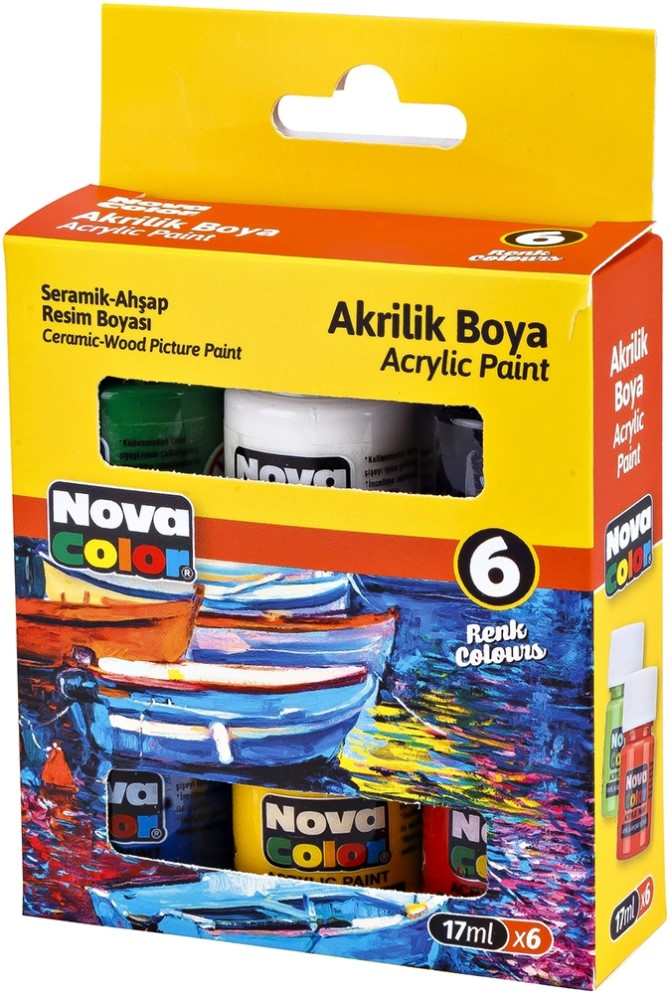 NOVA COLOR AKRİLİK BOYA ŞİŞE 6 LI 17 ML