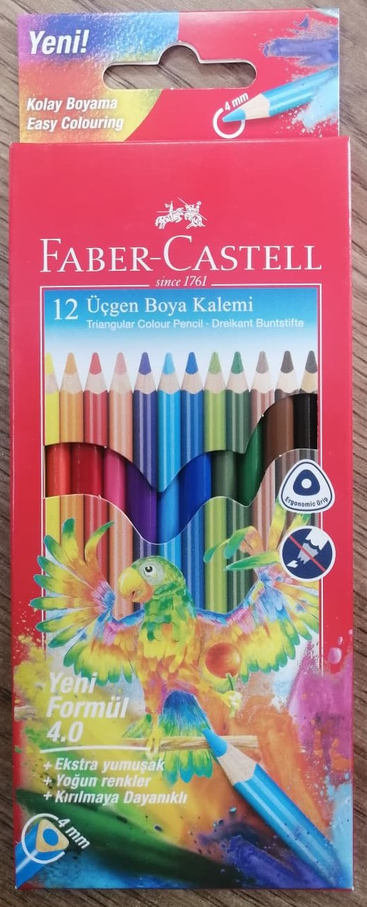FABER-CASTELL ÜÇGEN GÖVDE BOYA KALEMİ,4.0 MM, 12 R. ADET