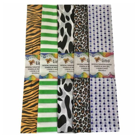 Lino Krapon Kağıdı Desenli 50x200 Karışık 5 Desen