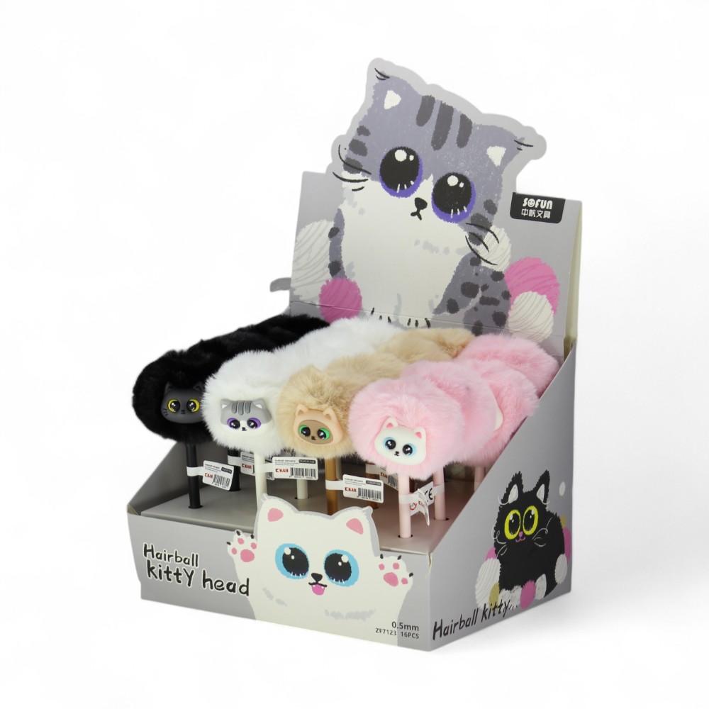 Ylmz Peluş Jel Kalem Kediler 16 lı Stand STAND